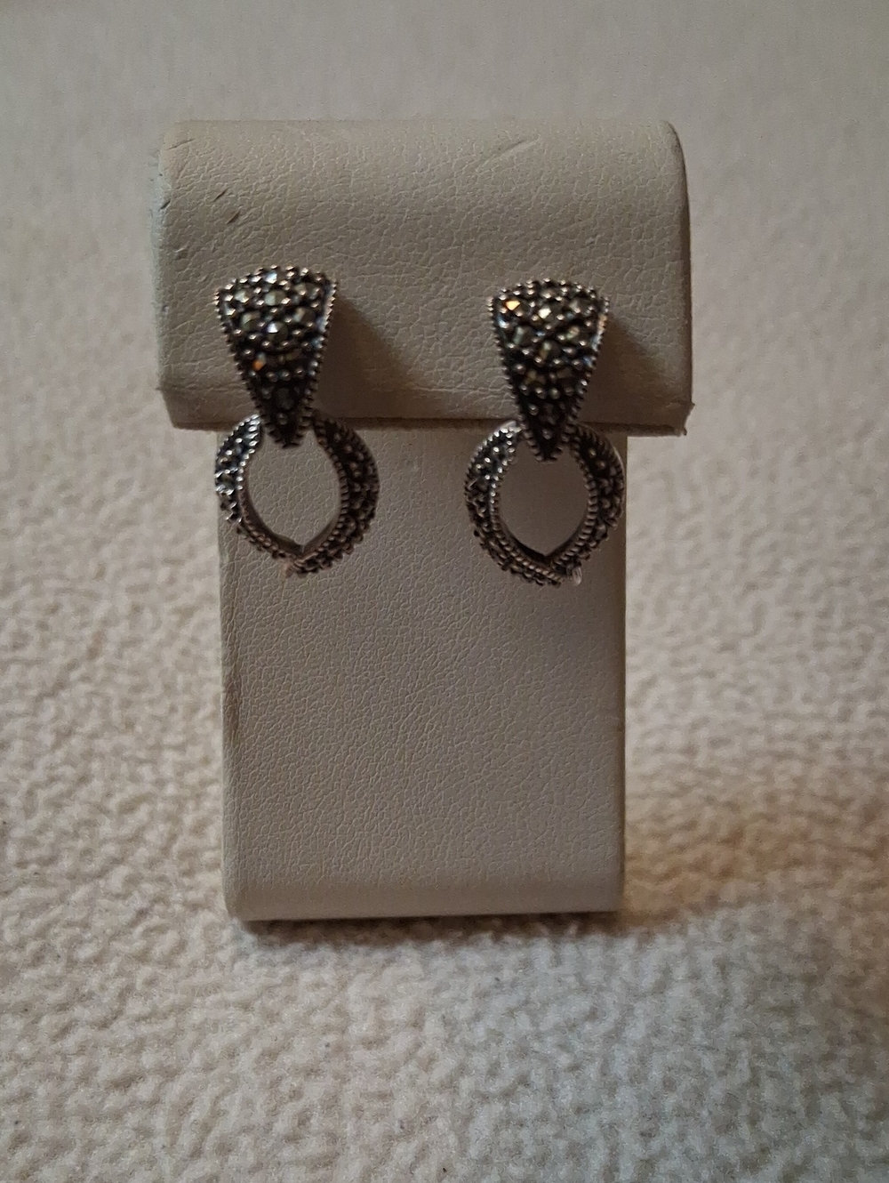 Judith Jack Sterling Marcasite Loop Drop Earrings